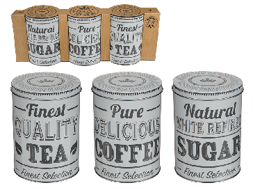 Kávé, tea és cukor fémdoboz 3db