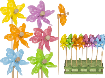 Coloured windmill with stamped samples