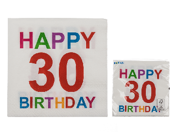 Papír szalvéta Happy Birthday 30