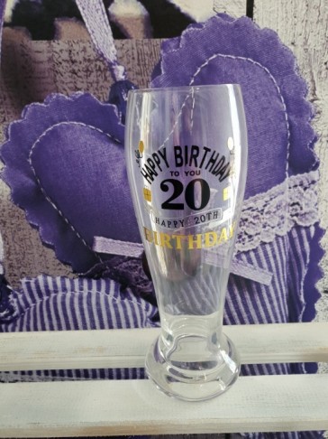 Sklenený narodeninový pohár na pivo "20", 23cm