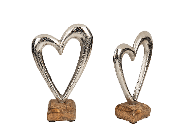 Metal heart on sleeperwood base