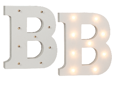 LED megvilágítású fa B betű