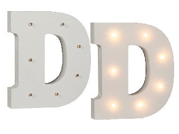 LED megvilágítású fa D betű