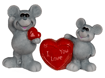 Grey ceramic mouse with red heart