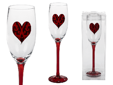 Red heart pezsgős pohár