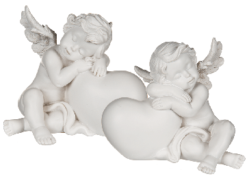 Sleeping polyresin angel on heart