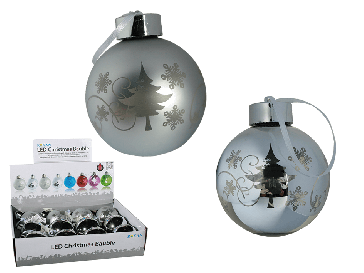 LED karácsonyi ezüst üveg gömb 