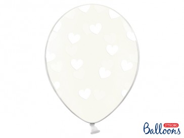 Balloons 30cm, Hearts, Crystal Clear, 50pcs