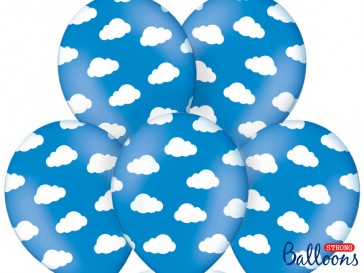 Balloons 30cm, Clouds, Pastel Cornflower Blue, 6pcs