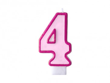 Birthday candle Number 4, pink, 1piece