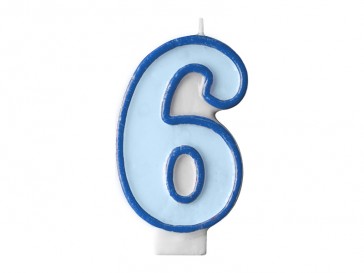 Birthday candle Number 6, blue, 1piece