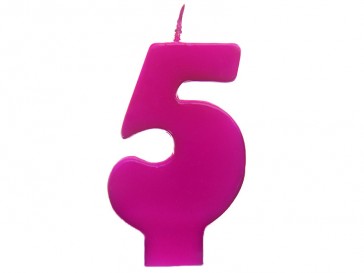 Birthday candle Number 5, pink, 1piece