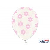 Balloons 30cm, Flowers, Crystal Clear, 6pcs