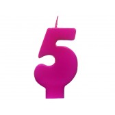 Születésnapi gyertya 5, rózsaszín, 6,5 cm