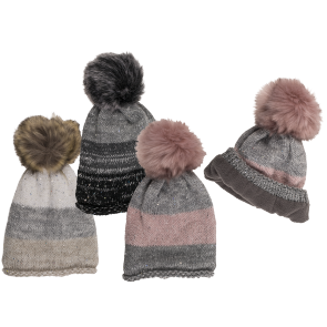 Comfort cap with artifical fur pompom