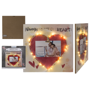 Wooden Plaque with red heart with clip holder & Led