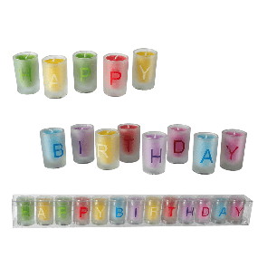 Coloured candles in glass