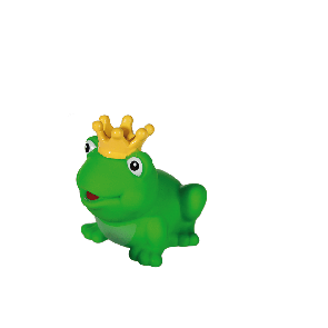 Green squeaking frog with crown