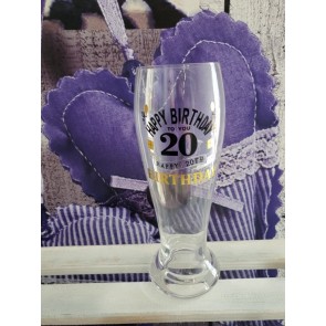 Sklenený narodeninový pohár na pivo "20", 23cm