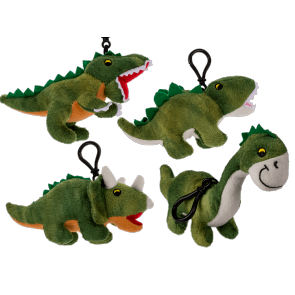 Plush dinosaur with sound & carabiner hook (incl. batteries) ca. 12 cm