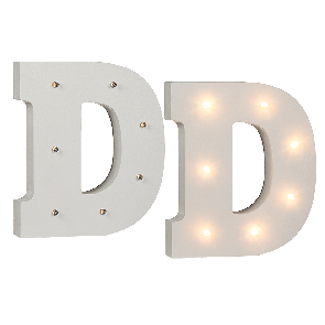 LED megvilágítású fa D betű