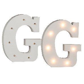 Illuminated wooden letter G