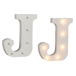 Illuminated wooden letter J
