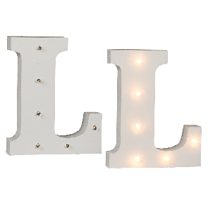 Illuminated wooden letter L