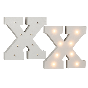 Illuminated wooden letter X