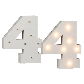 Illuminated wooden number 4