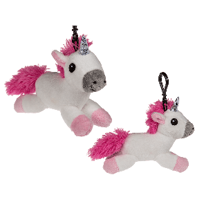 Plush unicorn with carabine hook & sound
