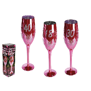 Rózsaszín pezsgős pohár ezüst fényes betűkkel