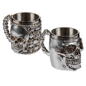 Silver plated polyresin mug with stainless steel insert