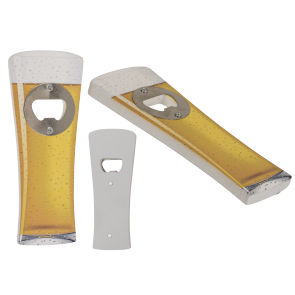 Metal bottle opener with wooden handle