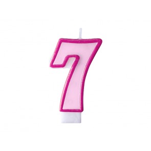 Birthday candle Number 7, pink, 1piece