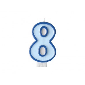 Birthday candle Number 8, blue, 1piece