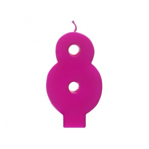 Birthday candle Number 8, pink, 1piece