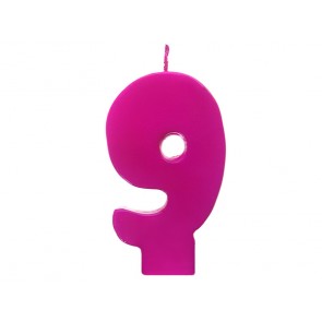 Birthday candle Number 9, pink, 1piece