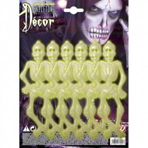 Halloween dekoráció világító csontváz - 6 db