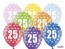 Balloons 30cm, 25th Birthday, Metallic Mix, 6pcs
